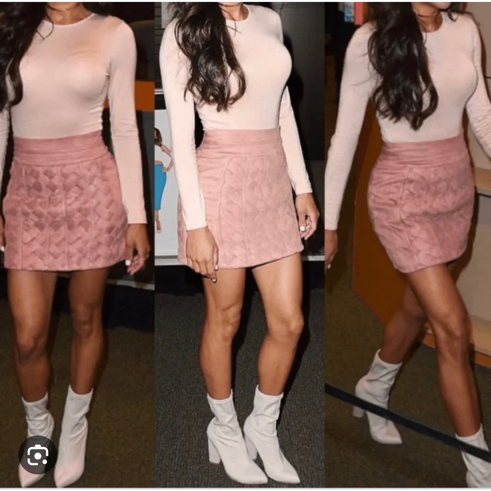 House of CB Pink suede mini skirt